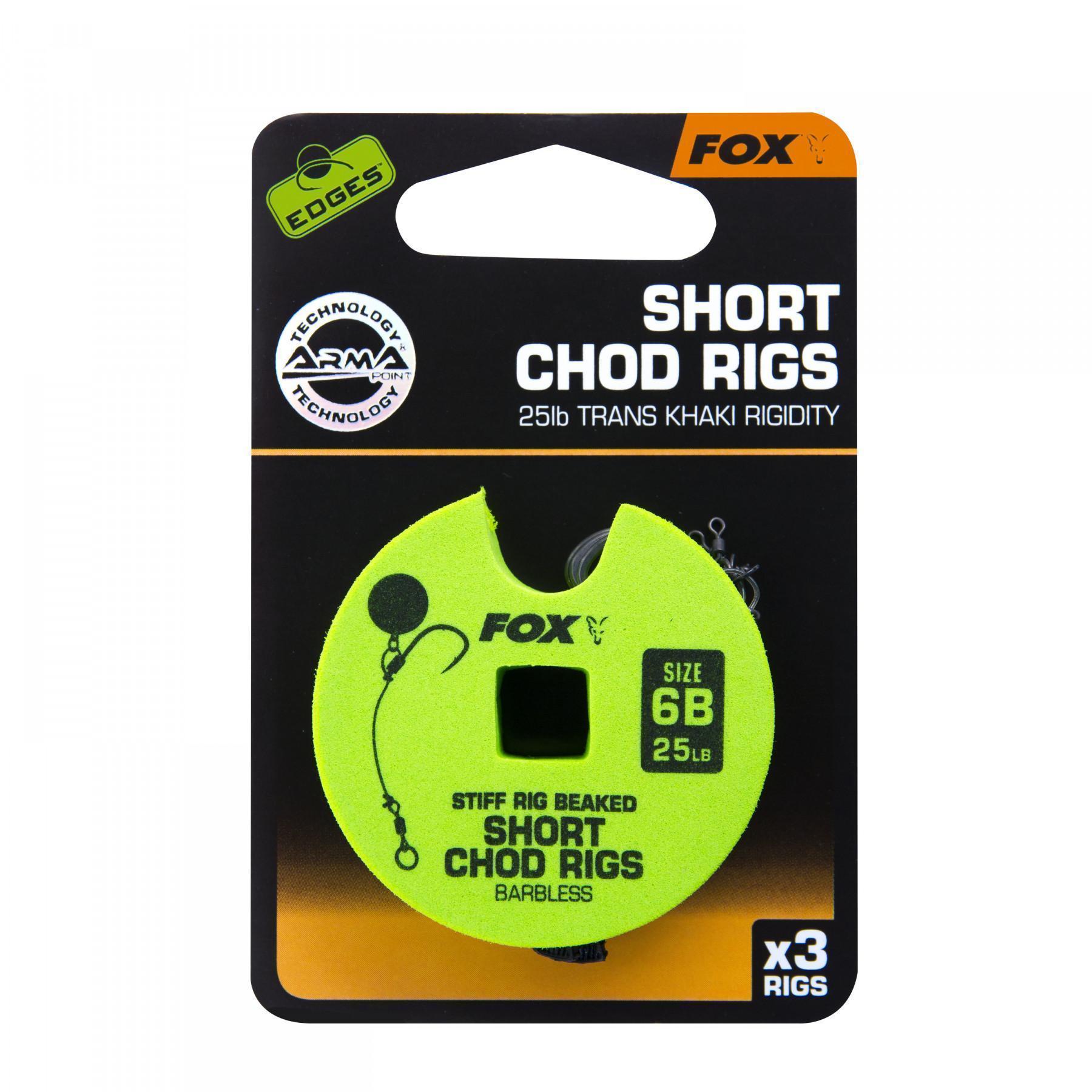 Monofilament Fox 25lb Short Chod Rig Barbless taille 6