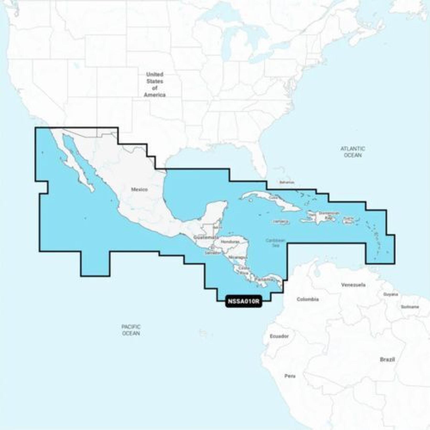 Carte navigation Amerique Centrale et Caraibes Navionics Platinum SD